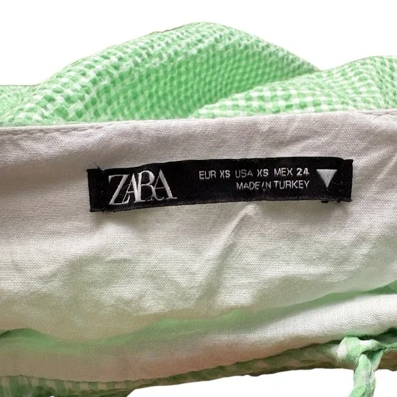 ZARA, Structured Gingham Dress, XS, Green & White - Picture 7 of 11